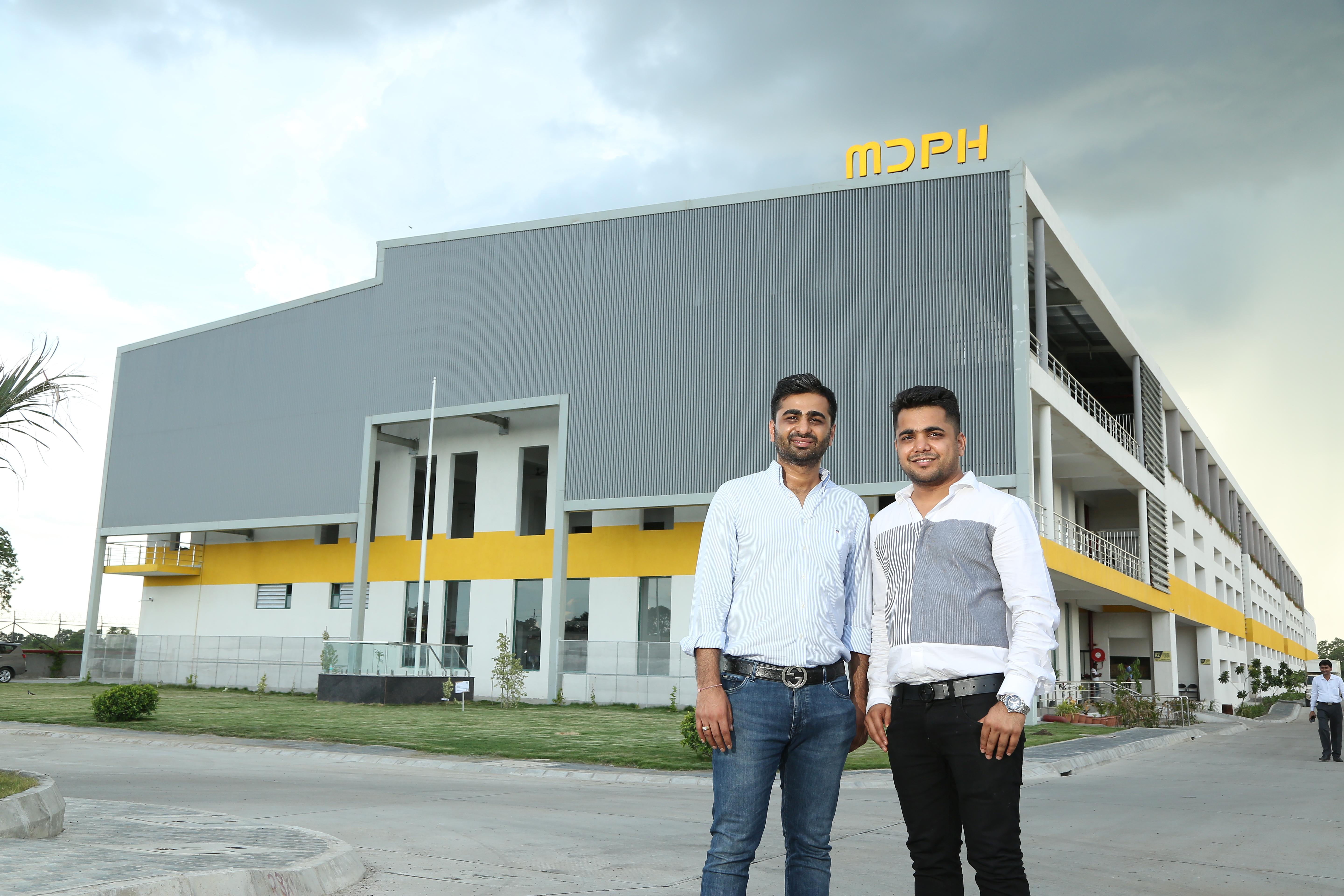 Mr.Ankit Agrawal, Director MDPH and Mr.Anshul Director MDPH in front of their manuacturing facility in Indore Madhya Pradesh