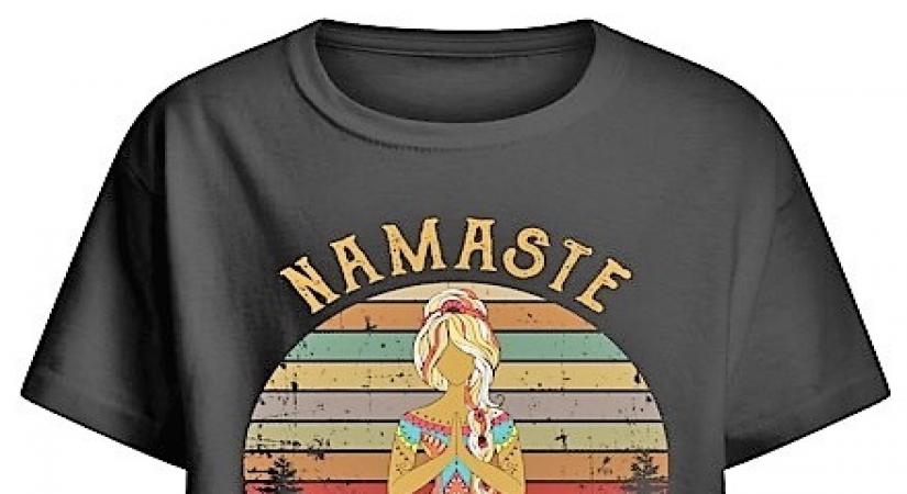 One of the many objectionable products, this is a “kids t-shirt” at “Yoga Peace Life”, whose Product Information states: “Our most popular product for kids, this classic t-shirt is a must for showing off their passions.” 