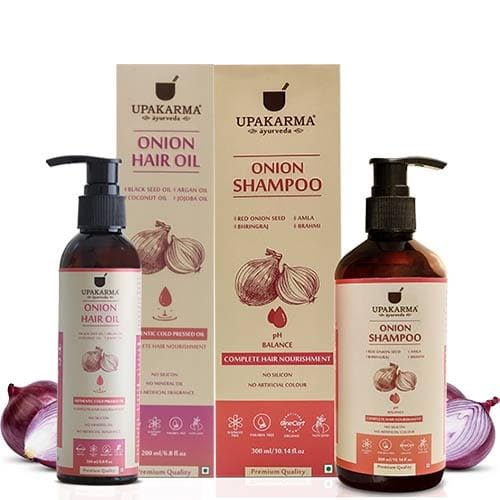 Upakarma Ayurveda: Pack of Onion Hair Oil & Red Onion Shampoo