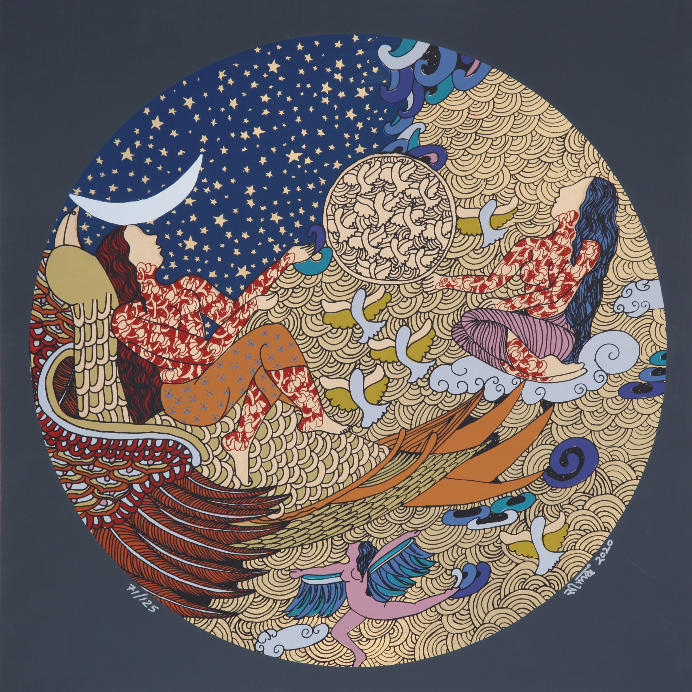 The Golden Womb Series, serigraphs on Archies Paper,19.5x19.5''inches,1855a,2020