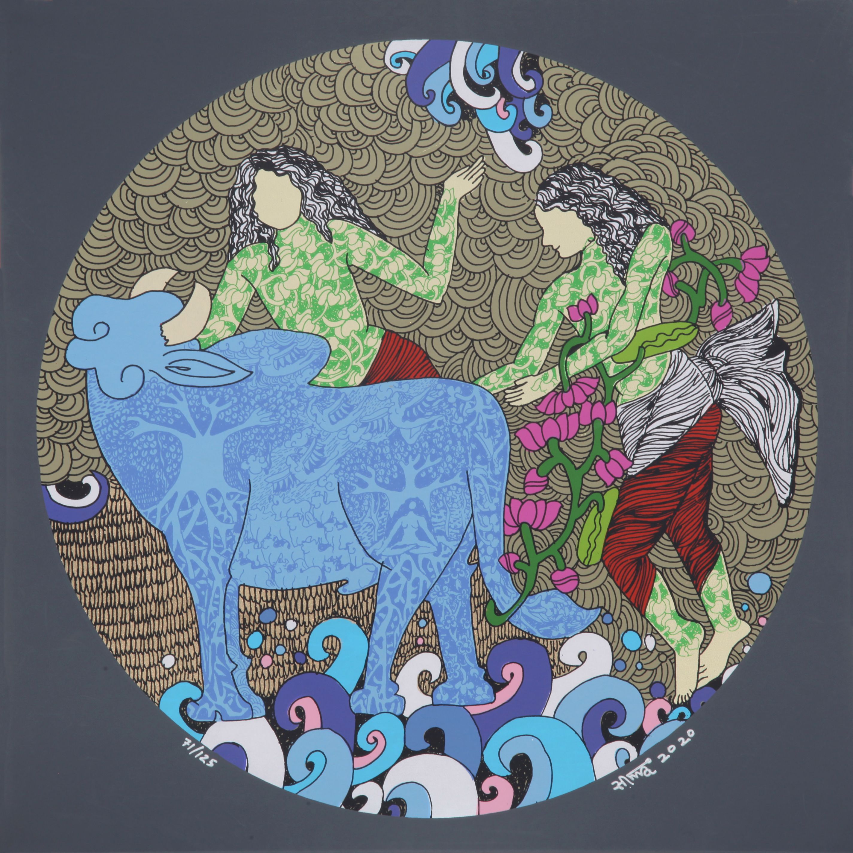 The Golden Womb Series, serigraphs on Archies Paper,19.5x19.5''inches,1854b,2020