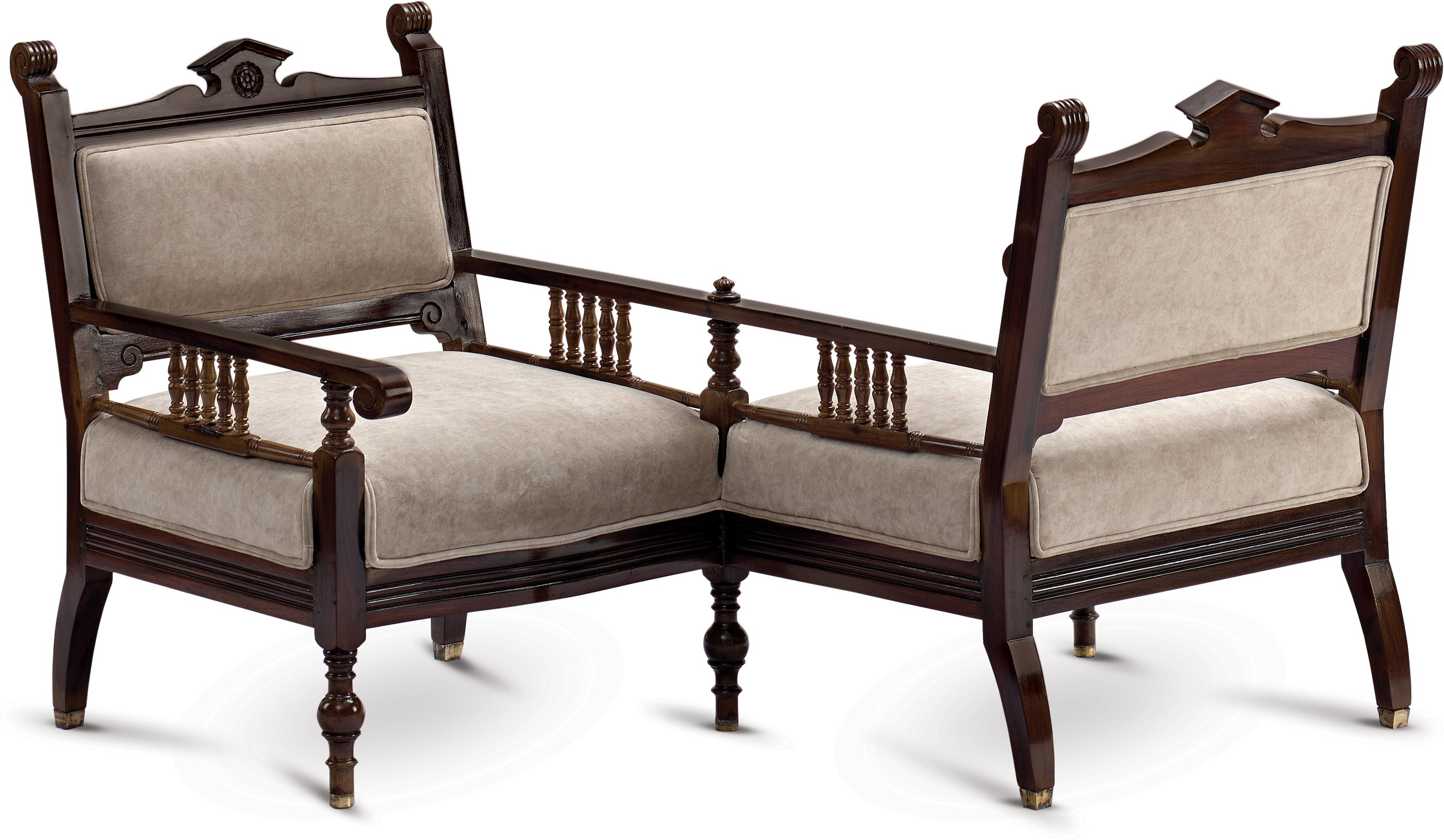 Lot no. 154, a Rosewood and Teakwood Loveseat 