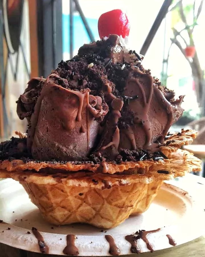 Waffle choco cookie sundae. (Photo: mollymooicecreamindia/Instagram)