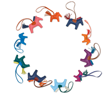 A group of ten leather ‘Grigri Rodeo’ charms, Hermès. Estimate: €2,000-3,000. Offered in Inside the Orange Box: Part III, 13-28 June 2023 at Christie’s Online