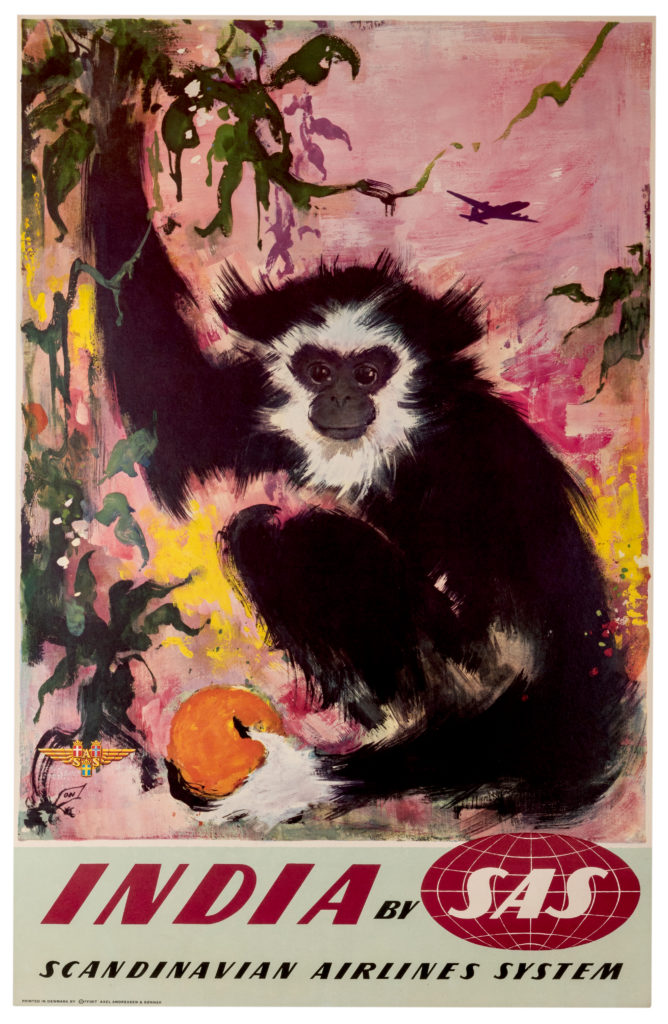 Otto Nielsen (Danish, 1916-2000), India by SAS, issued by Scandinavian Airlines System, 1955  (SOURCE: Kapoor Galleries)