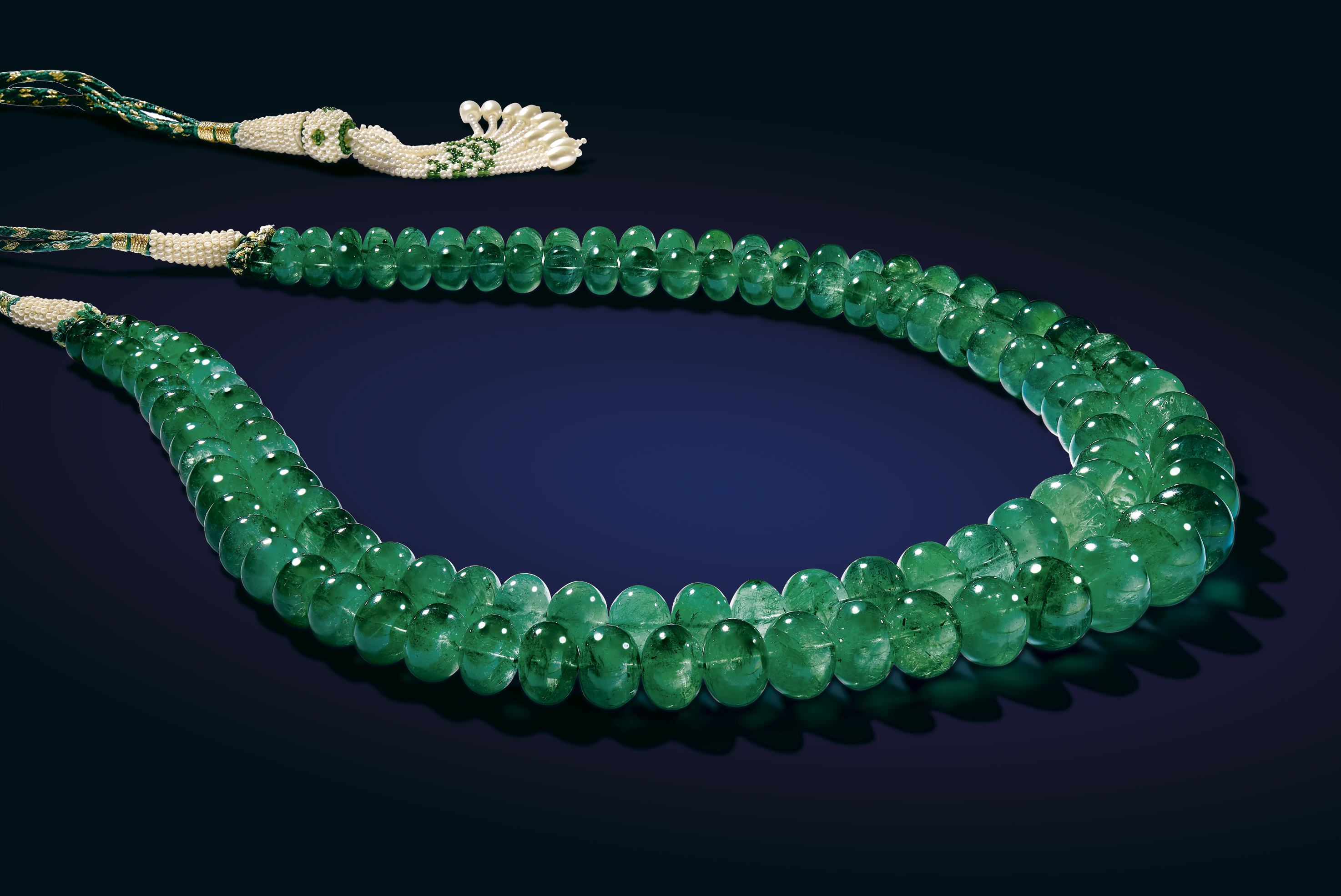An Important Two Row Zambian Emerald Bead Necklace, Winning Bid - Inr 1,37,65,500, Sold At Astaguru's Heirloomg Auction In Oct 2021.