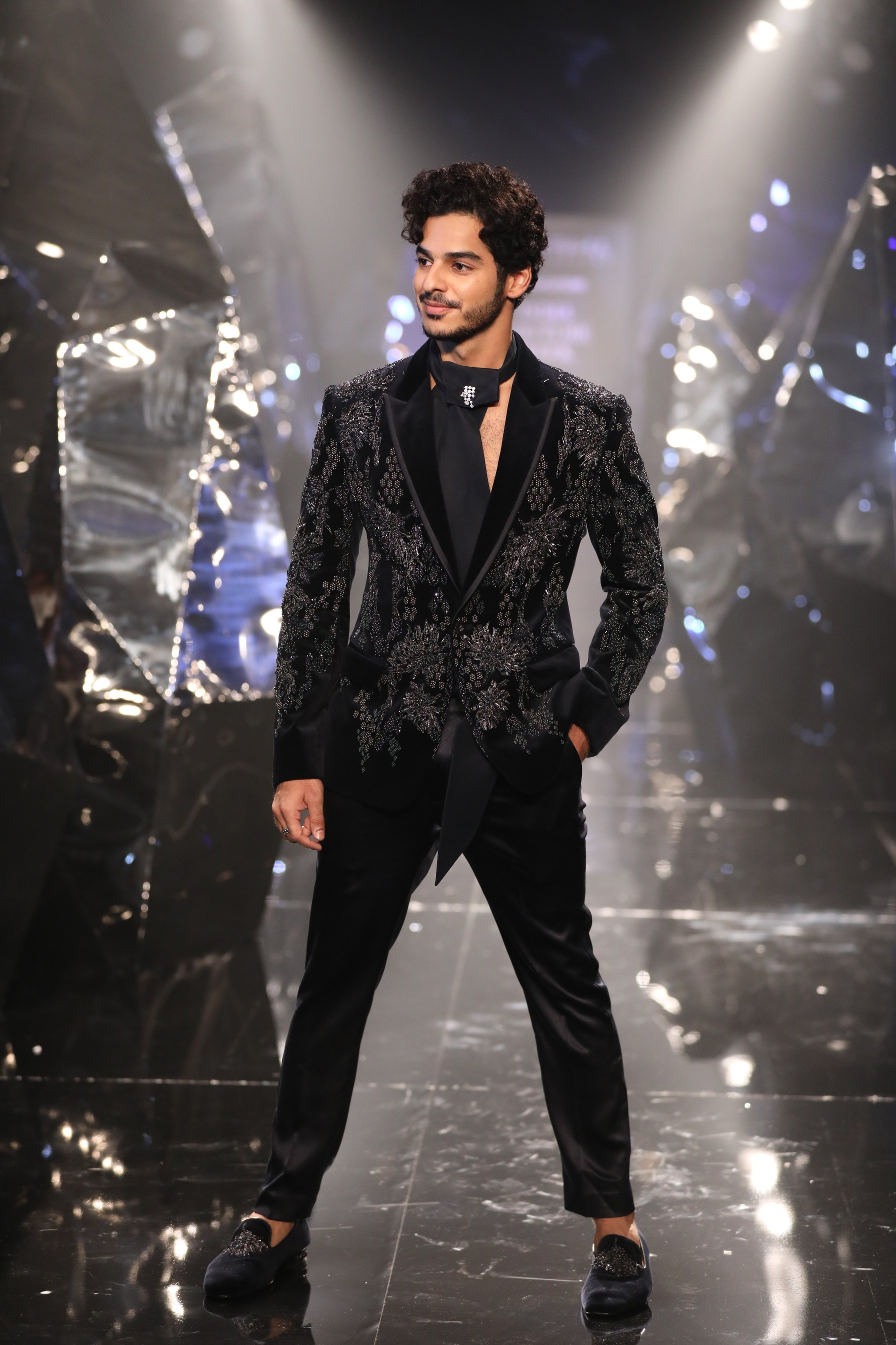 Actor Ishaan Khatter in Rohit Gandhi and Rahul Khanna collection at FDCI Hyundai India Couture Week 