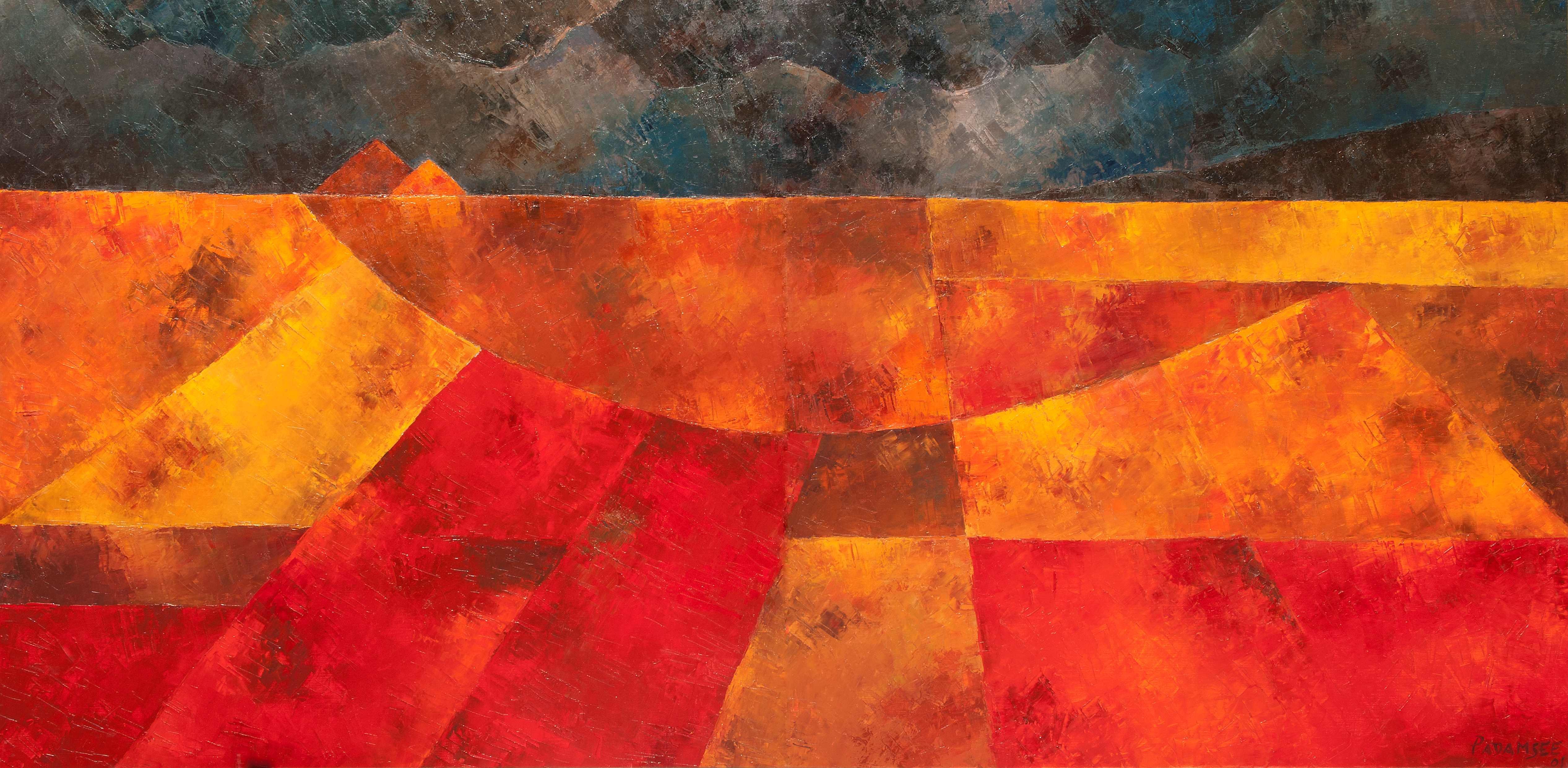 Akbar Padamsee's 48X96 Inches Oil on Canvas 2001 Metascape