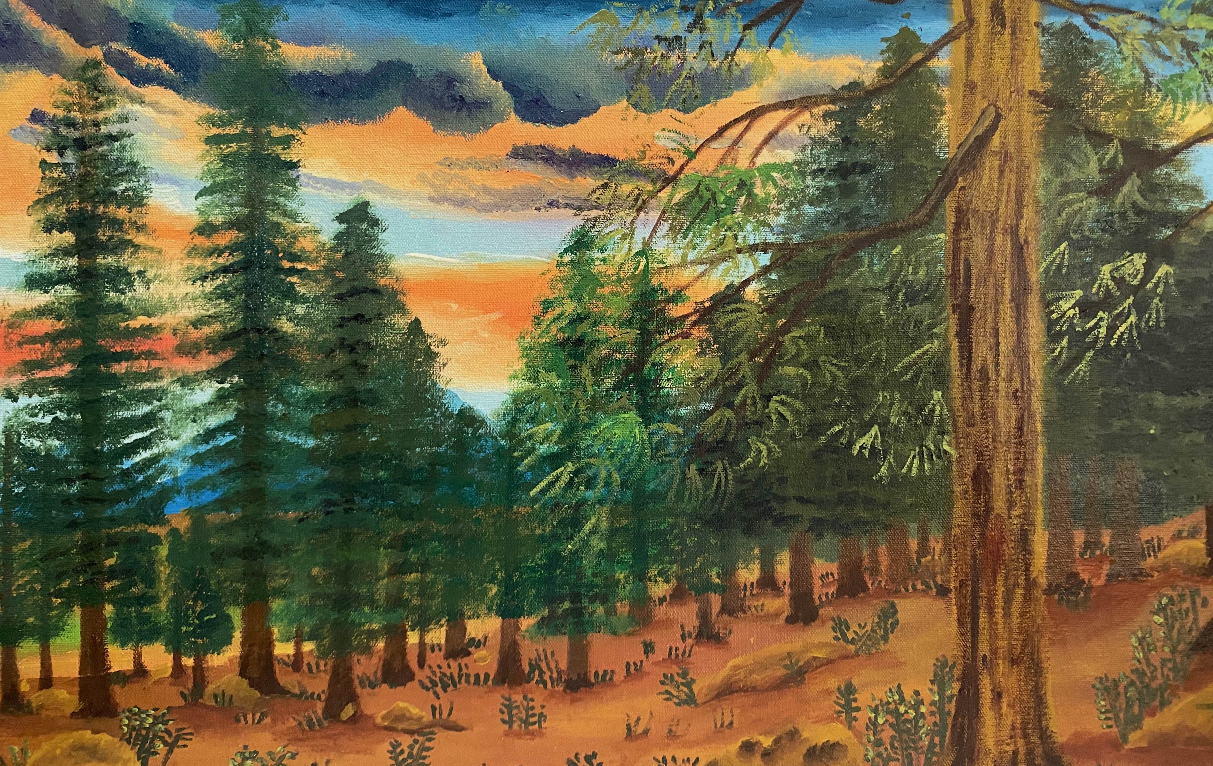 Anubha Agrawal Pine Forest Oil on canvas board 