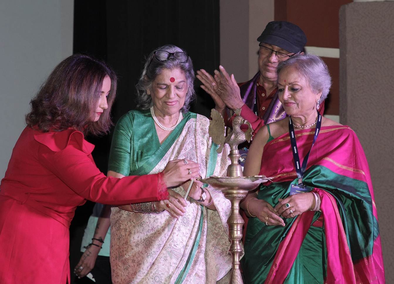 Bollywood actress Divya Dutta lights the lamp at the inaugural ceremony of 13th Kashish Mumbai International Queer Festival at Liberty Cinema Mumbai