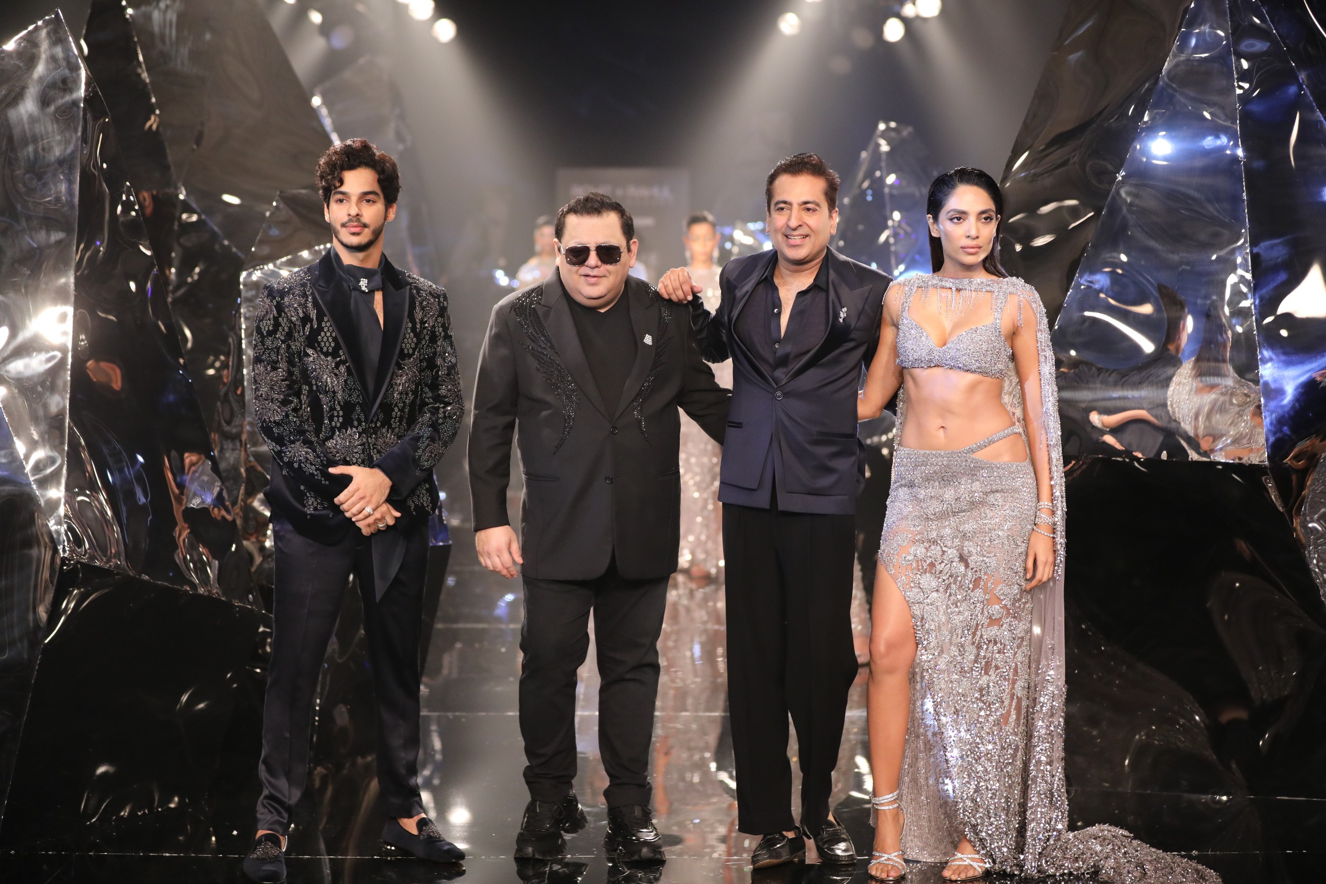 Actor Ishaan Khatter with designers Rohit Gandhi and Rahul Khanna at FDCI Hyundai India Couture Week  