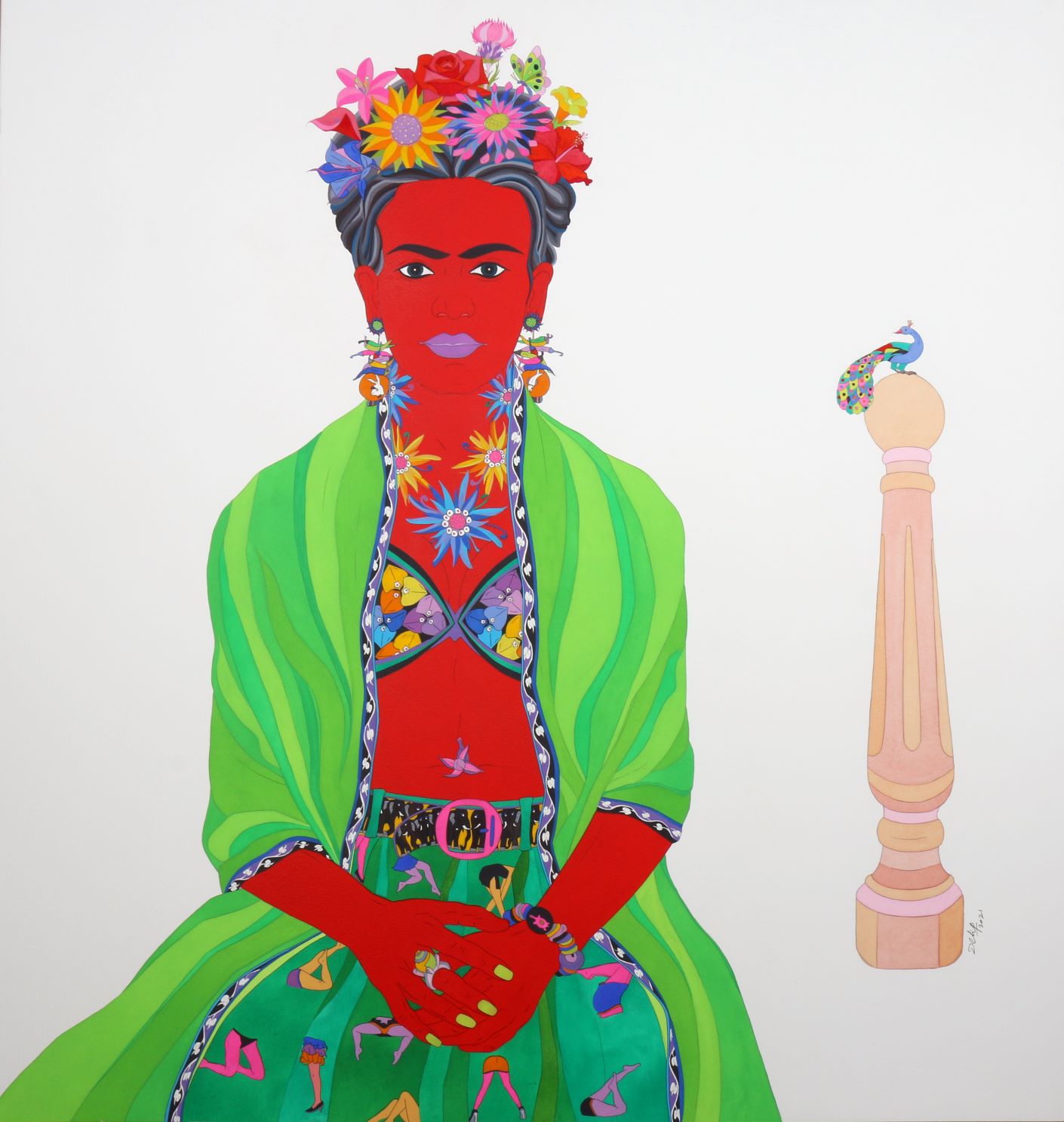 Dileep Sharma- the portrait of Frida Kahlo(120x110cm) watercolor on paper 2021