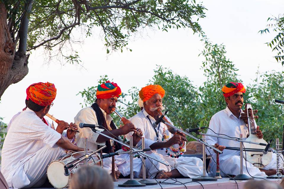 Folk musicians performing in the Mehrangarh Fort (Photo by Jodhpur RIFF)