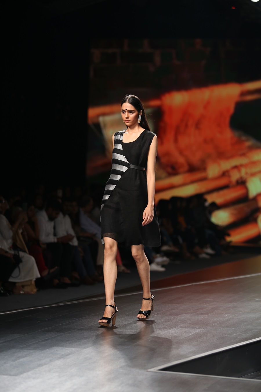 A model showcases the creation of fashion designers Rahul Anand and Anushka Laul on the third day of Lotus Make-up India Fashion Week, in New Delhi on Oct 11, 2019. (Photo: Amlan Paliwal/IANS)