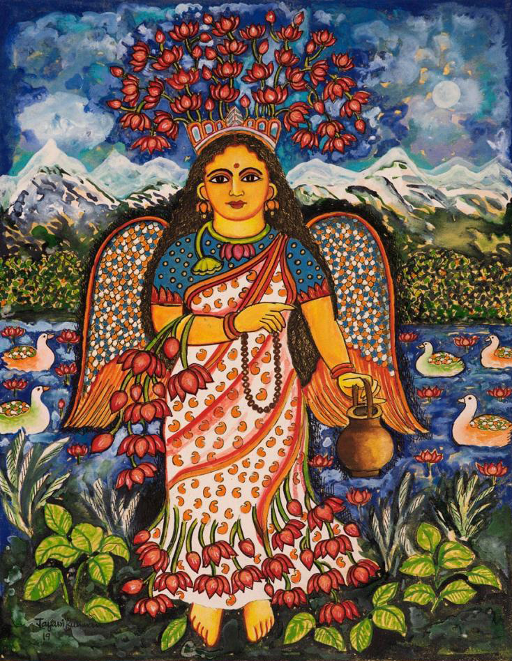 Jayasri Burman, Bramhacharini, Water Colour on Sikishi Board, 16 x 12 inches, 2019