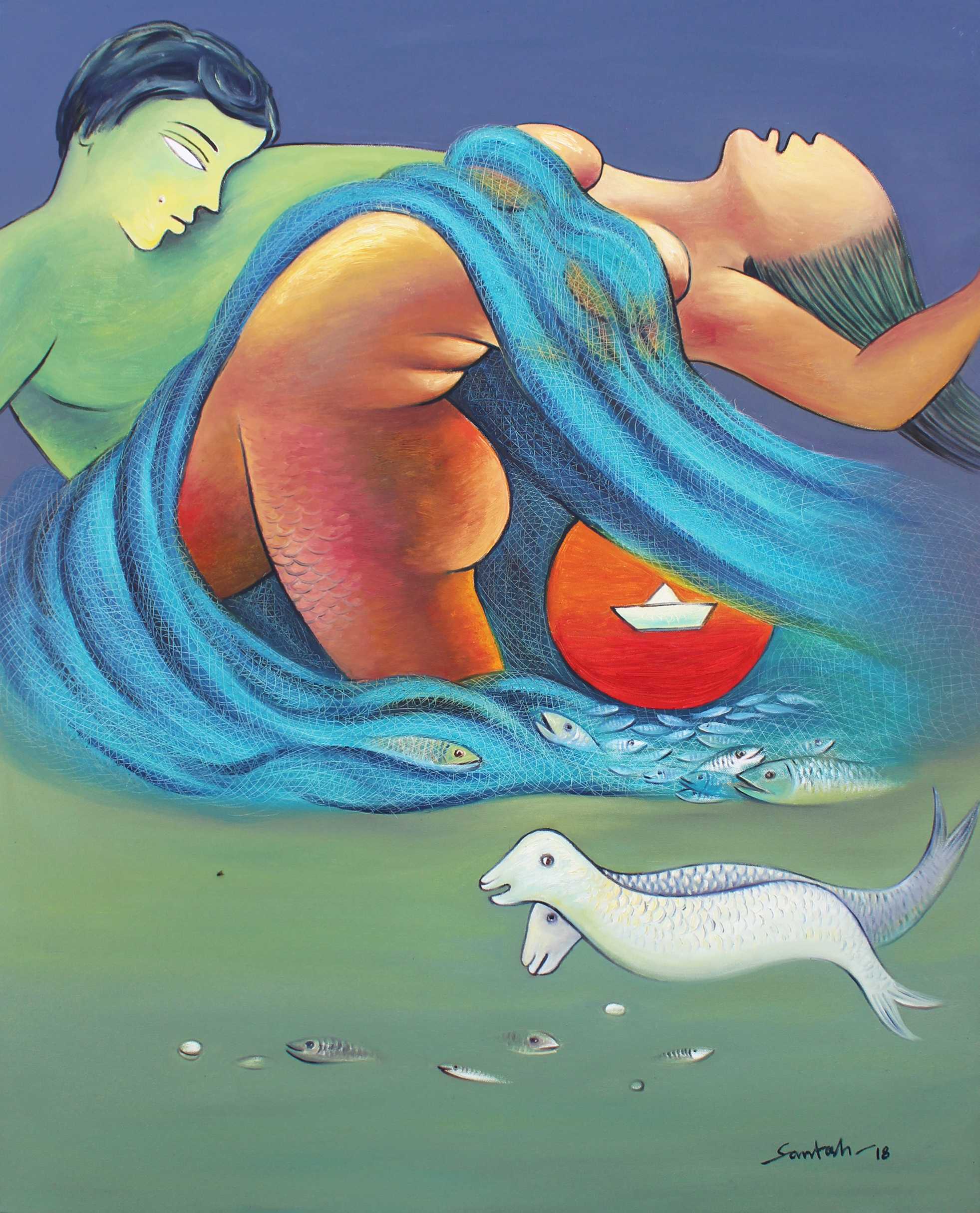 Kashti by Santosh Kumar Sahni, Source: Jehangir Art Gallery