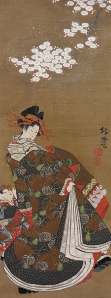  Katsushika Hokuun (active ca 1800–1844), Courtesan Promenading under Cherry Blossoms, Japan, Edo period, 1804–18)