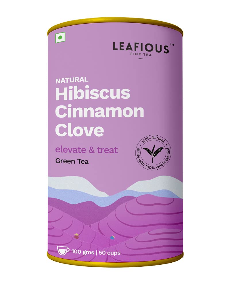 LEAFIOUS Natural Hibiscus Cinnamon Clove Green Tea