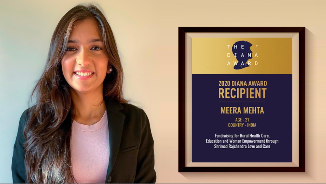 Meera Mehta, a 21 year old volunteer of Shrimad Rajchandra Love and Care honoured with The Diana Award from UK.