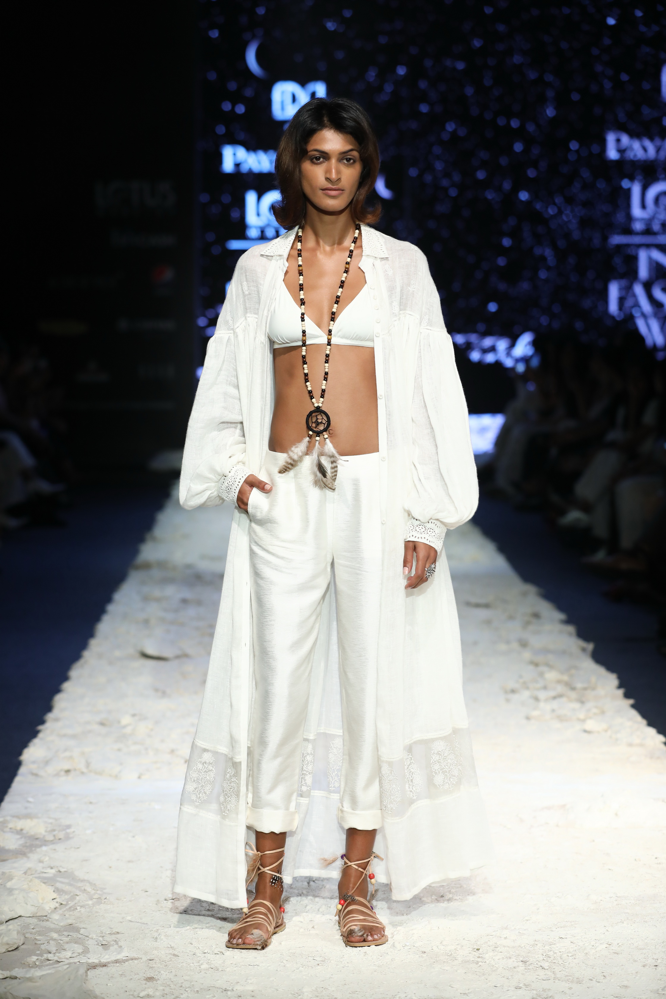 Model showcasing outfit from Crescent Moon collection by Designer Payal Jain at LMIFW SS 20