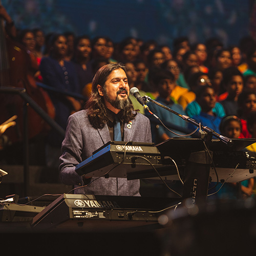Musician Ricky Kej during a performance