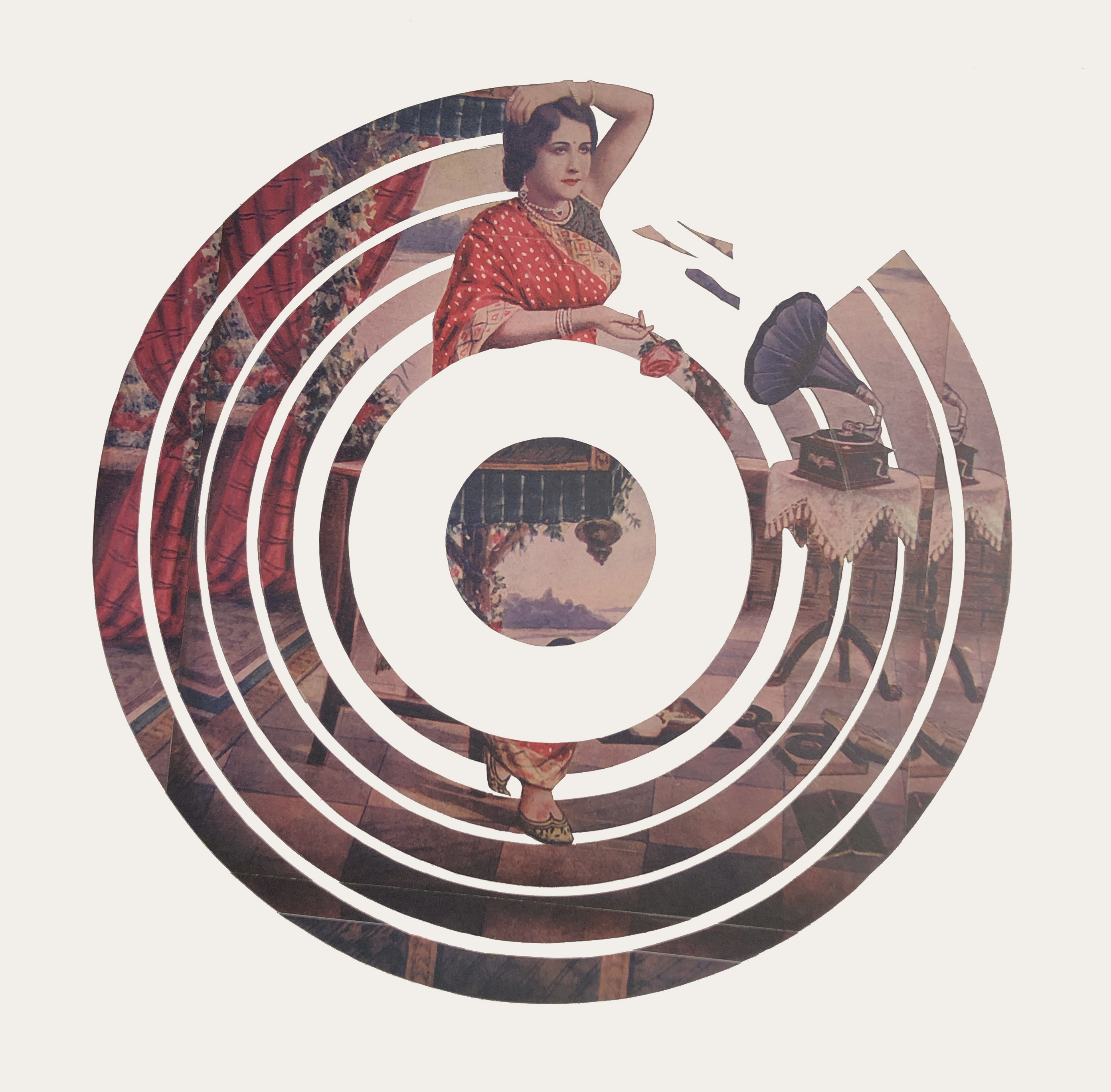 Nature Morte_Oh, the Sights and Sounds, 18x18 in, Collage; print on paper, 2020