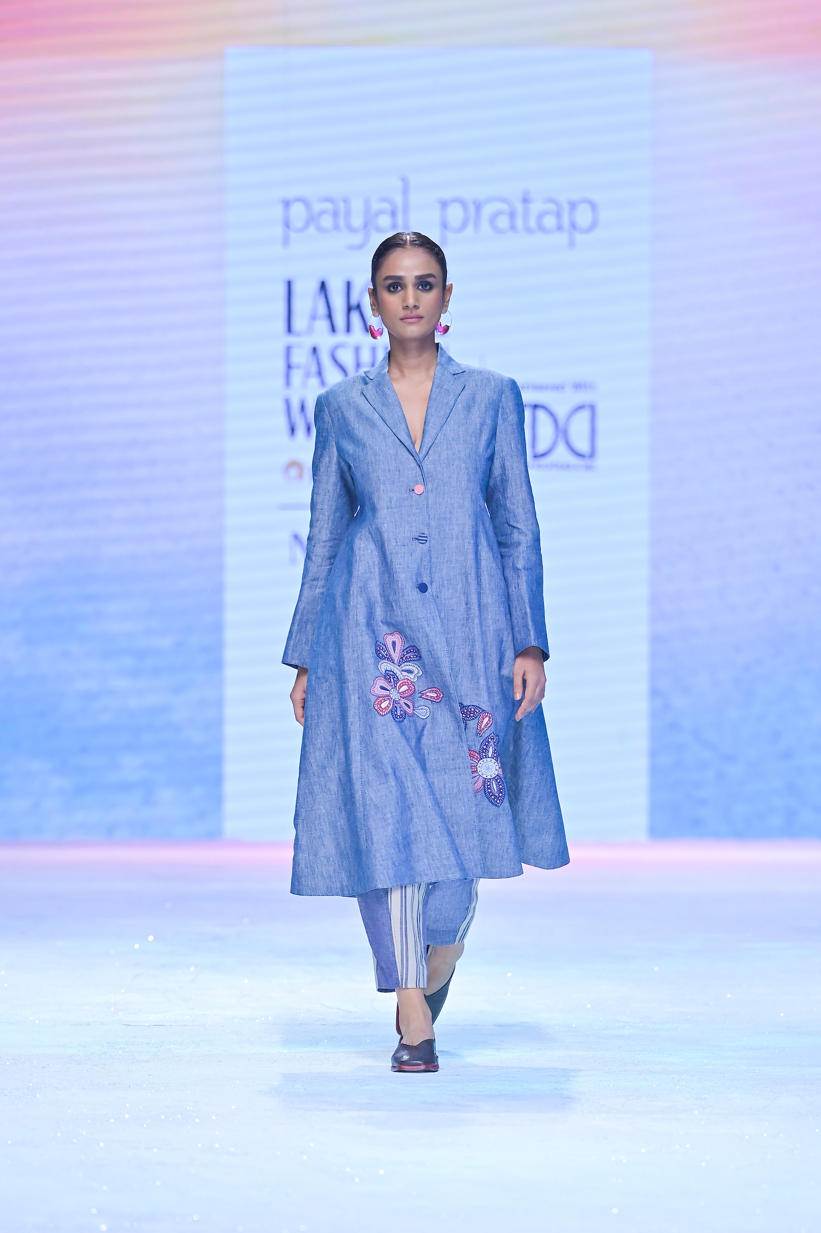 A model walks the ramp in Payal Pratap's collection at Lakmé Fashion Week x FDCI