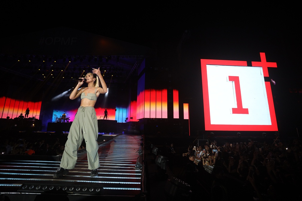 Pop icon Dua Lipa performing at the first ever OnePlus Music Festival
