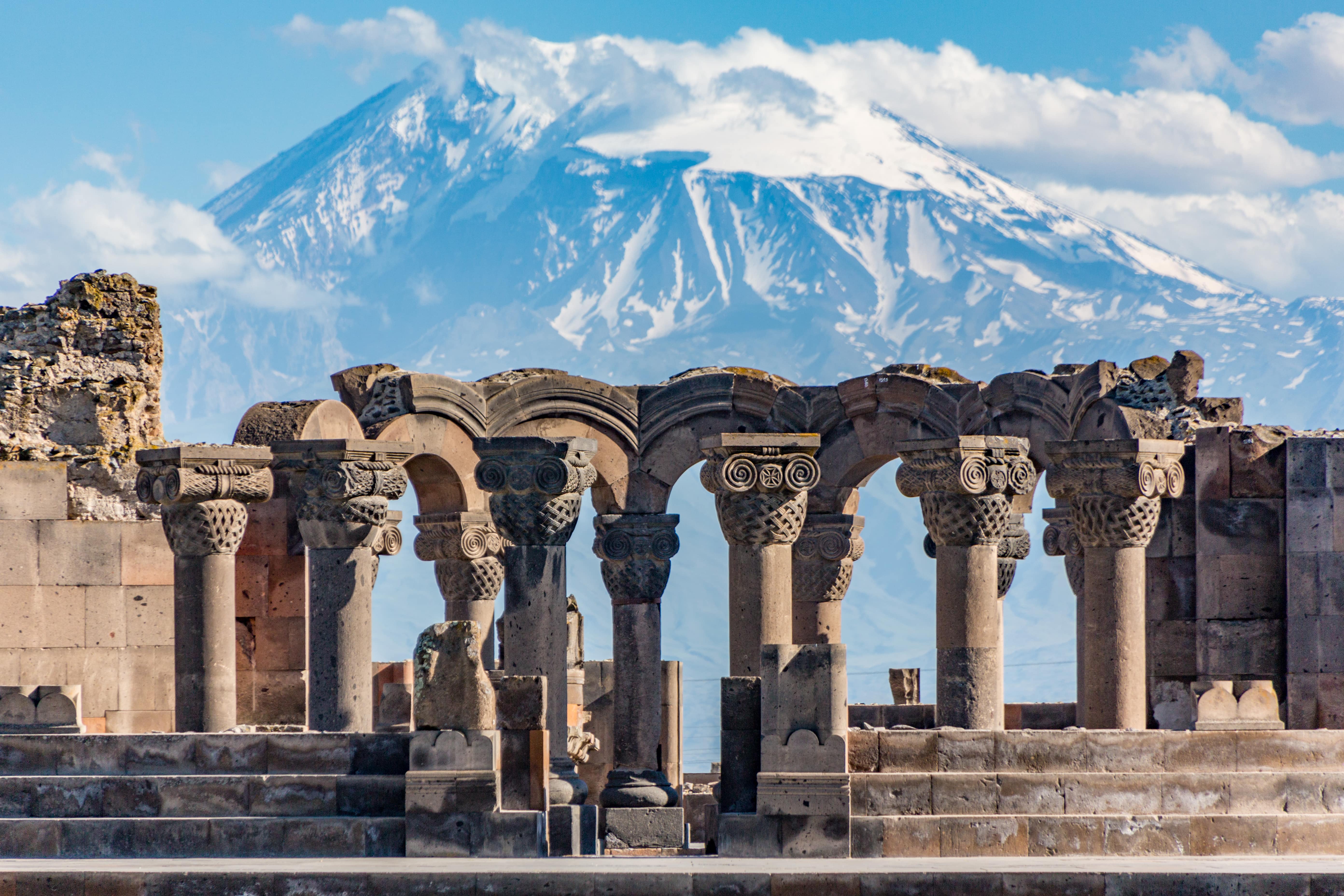 Ruins of the Zvartnos temple in Yerevan, Armenia