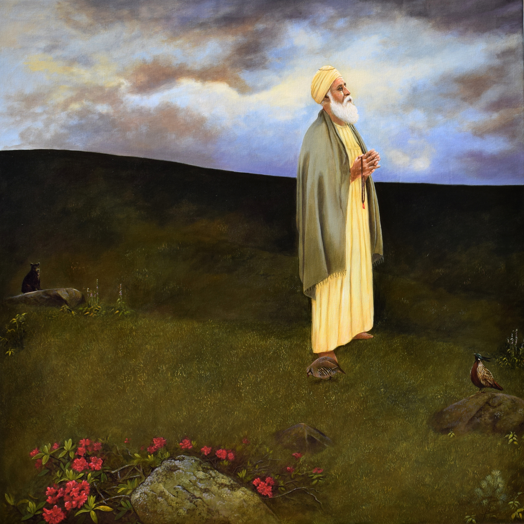 Suman Gupta, Baba nanak, 36 x 36 inches, Acrylic on canvas, 2019