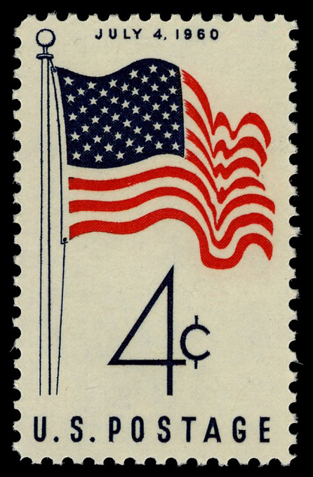 The 50-star American flag stamp was issued July 4 1960 (Source - National Postal Museum)