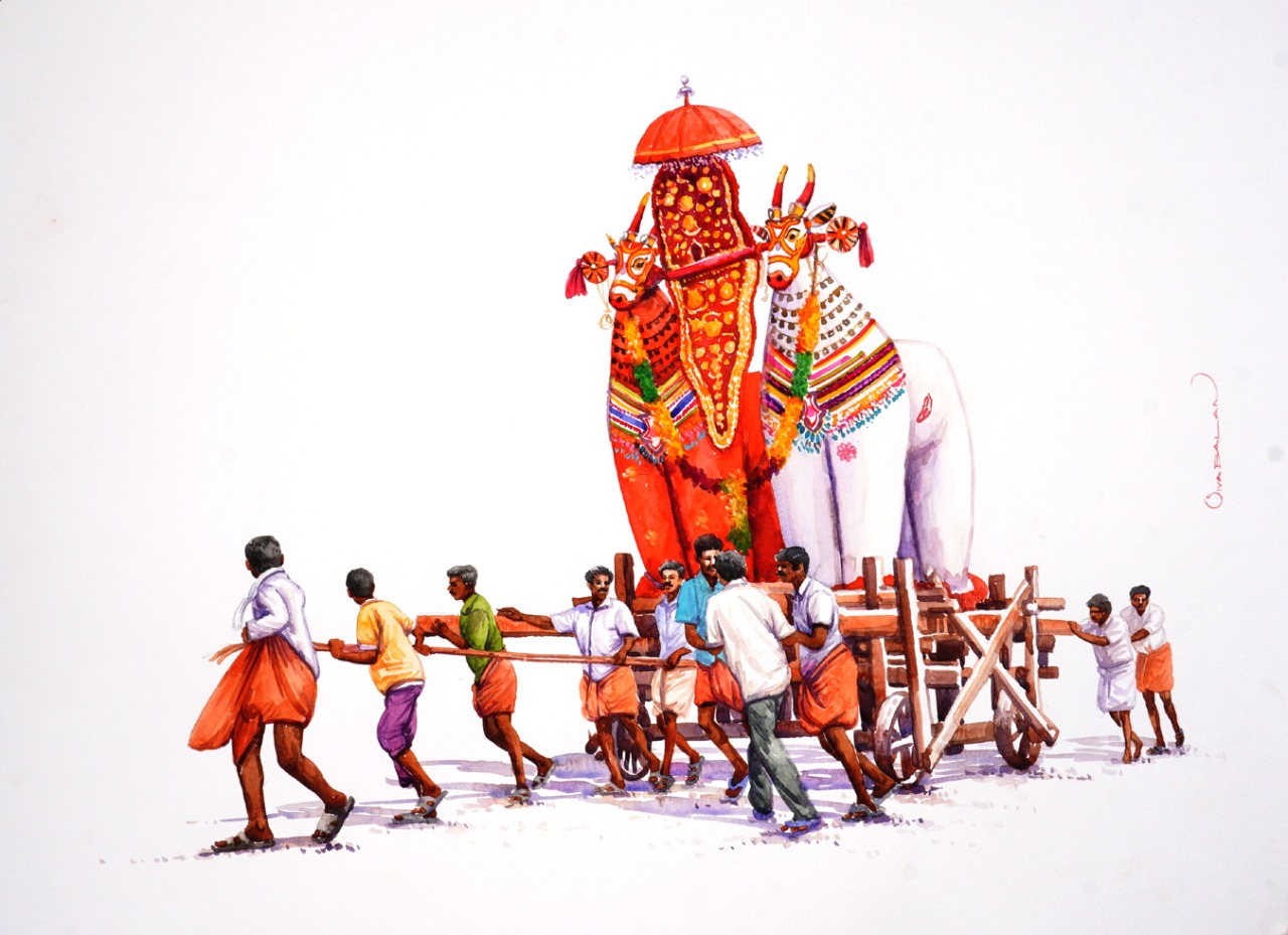 The Carnival Begins by Watercolorist Sivabalan