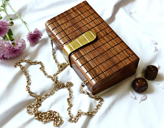 TheBagTales Wooden Checkered Clutch