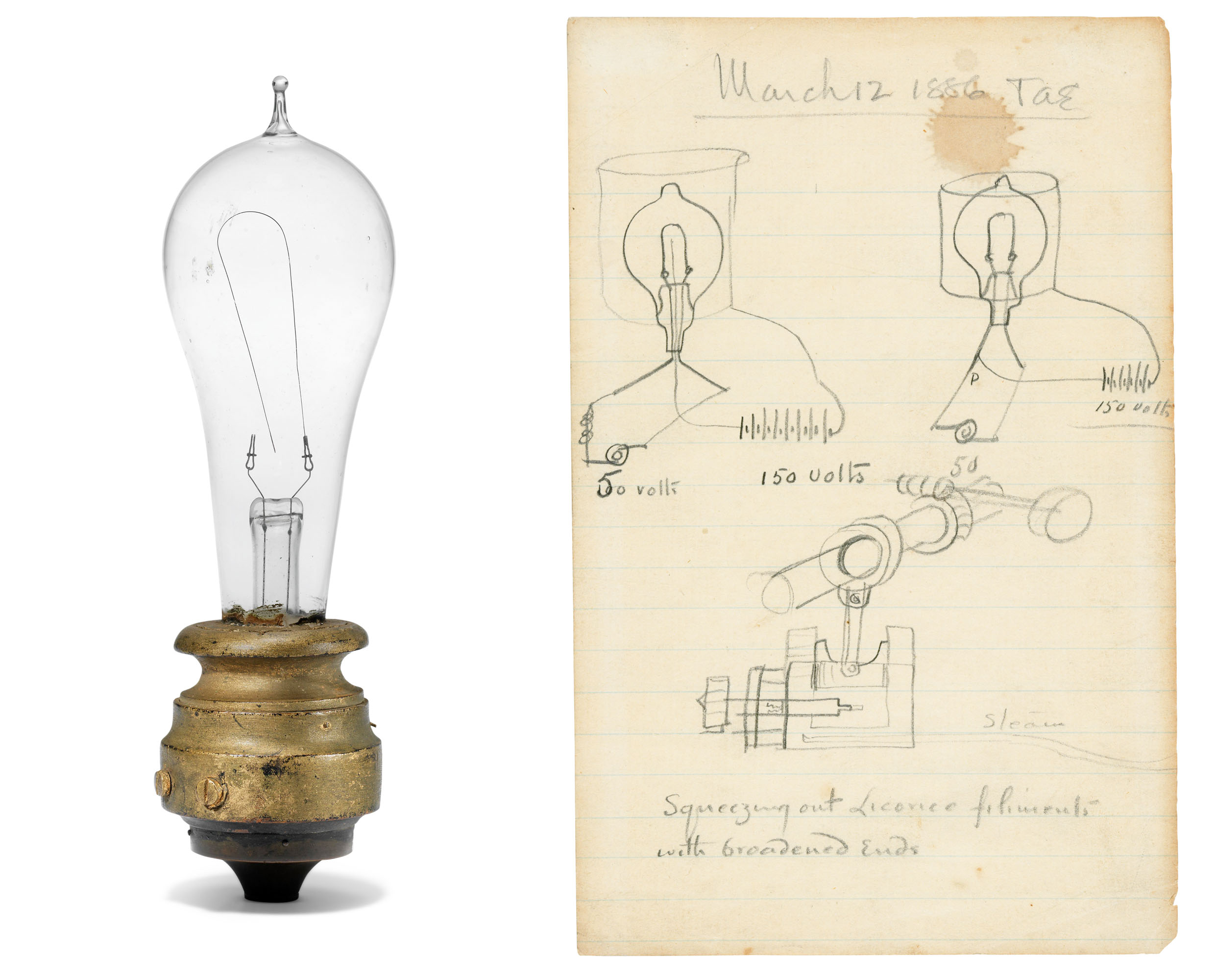 Thomas A Edison works on his lightbulb, 1880-1886