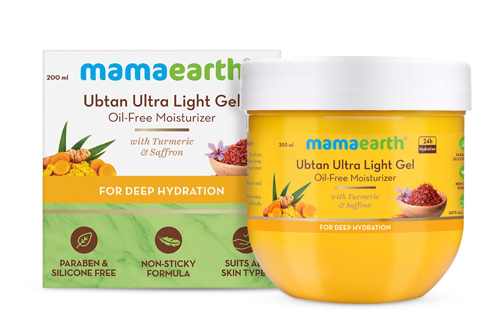  Mamaearth Ubtan Ultra Light Gel Oil-Free Moisturizer with Turmeric and Saffron for Deep Hydration