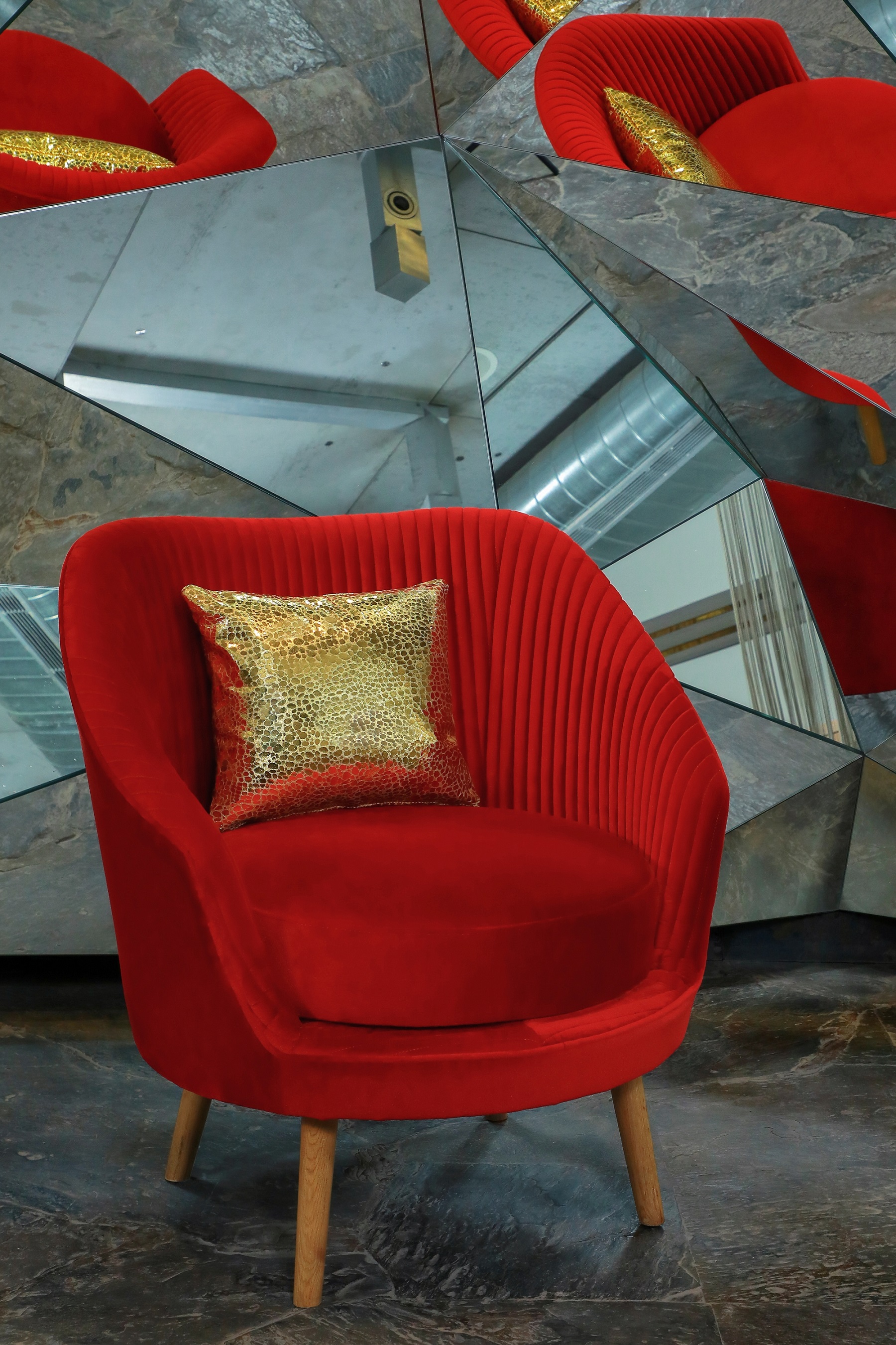Crimson Pleats Chair