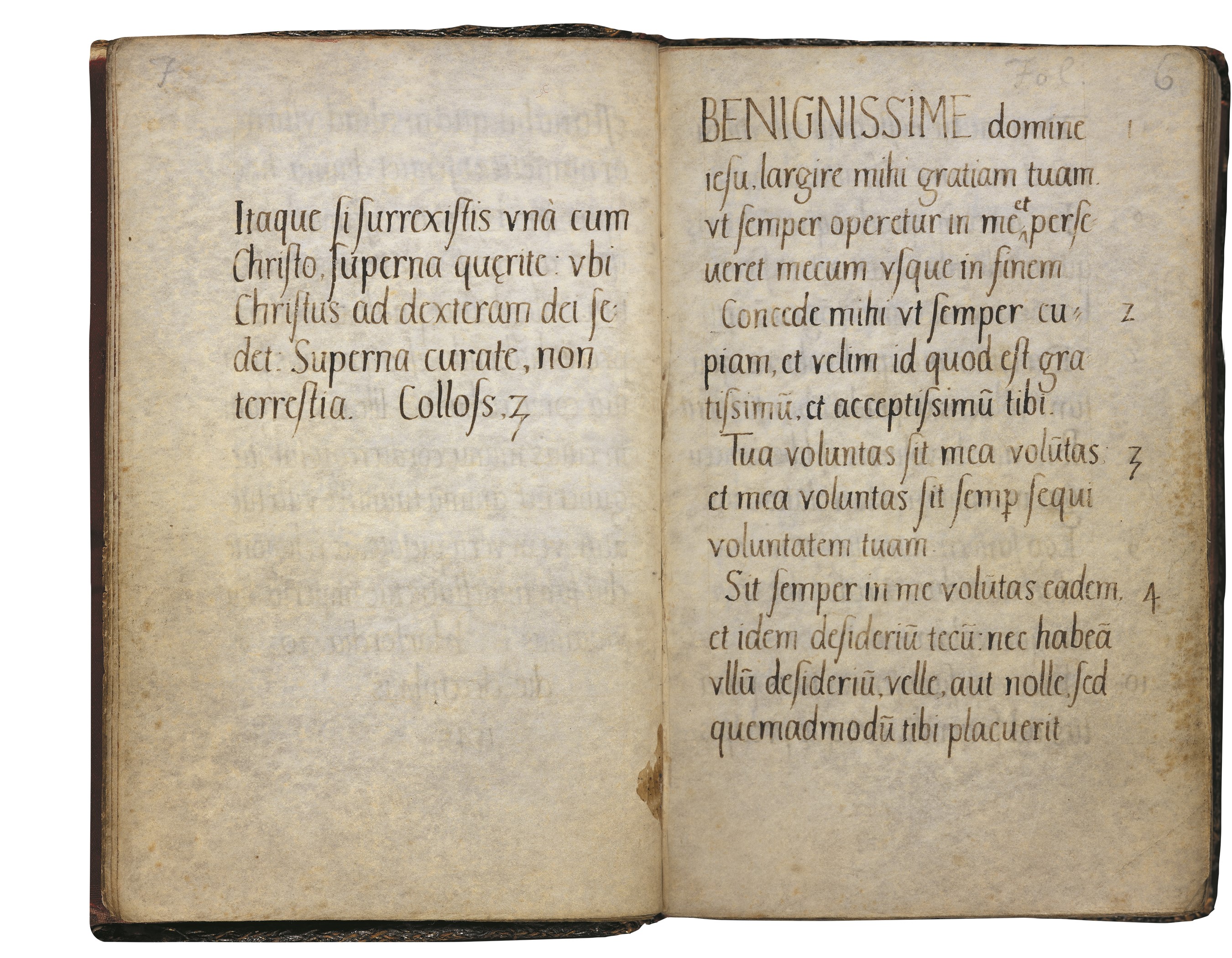 Elizabeth’s translation of Katherine Parr’s Prayers and Meditations, 1545 (c) British Library, Royal MS 7 D x, ff. 5v–6r