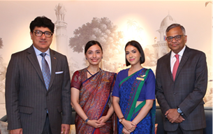 L to R- PIC 1 - Mr. Puneet Chhatwal, MD& CEO, IHCL, Ms. Ambika Negi of Taj Mahal, New Delhi, Ms. Jovita William of Air India and Mr. N. Chandrasekaran, Chairman, Tata Sons.