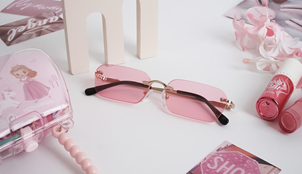 Voyage pink rimless glasses