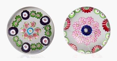 Two Clichy miniature concentric Millefiori weights