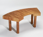 JEAN ROYÈRE (1902-1981) RARE 'ÉTOILE' DESK, CIRCA 1948  straw marquetry, oak  28 1⁄2 x 71 x 29 in. $150,000-200,000