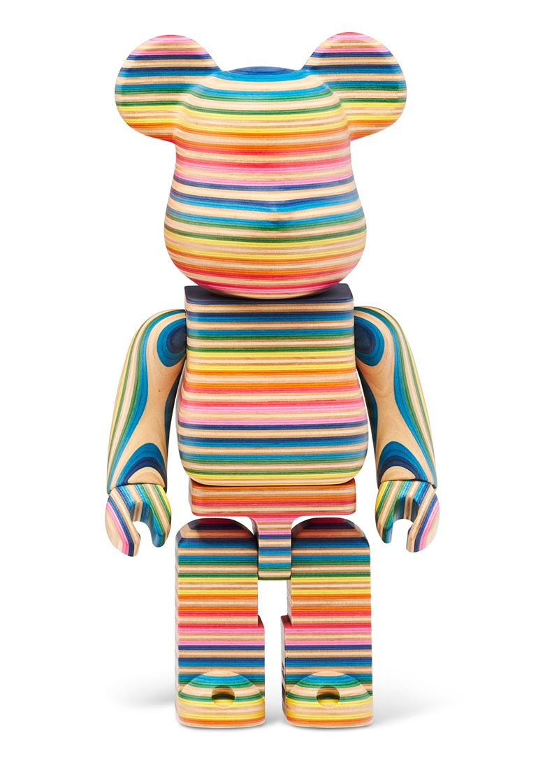 HAROSHI X KARIMOKU (b. 1978), BE@RBRICK KARIMOKU HAROSHI 400%, 2019. Repurposed skate deck maple wood multiple. 10½ x 5½ x 3 in (27 x 14 x 77 cm). Estimate: $20,000-30,000. Offered in Trespassing, 5-19 August 2020, Online