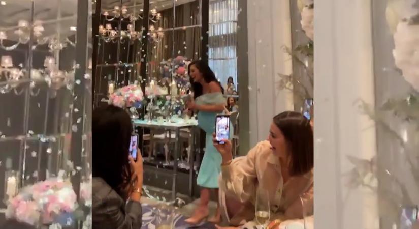 Actress Amy Jackson shared that she is expecting a son at her gender reveal party. The actress took to Twitter on Monday to share a video from the gender reveal party. In the clip, an ecstatic Amy shouts: "It's a boy."