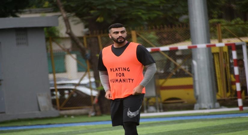 Mumbai: Actor Arjun Kapoor during a football match at Juhu in Mumbai on Aug 25, 2019. (Photo: IANS)