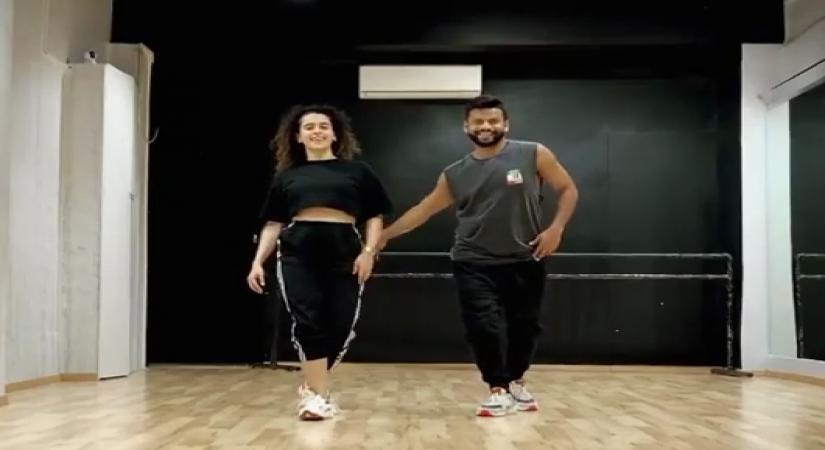 Actress Sanya Malhotra, who is also famous for her dancing skills, is "obsessed" with the song "Ghungroo" from the film "War" and even set the dance floor on fire by grooving on the number. Sanya on Monday took to Twitter, where she shared a video of her dancing on the number.