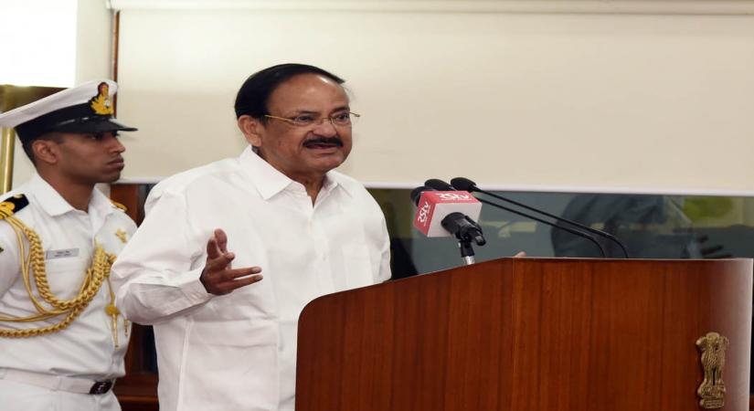 New Delhi: Vice President M. Venkaiah Naidu addresses students from Bengaluru's PES University, in New Delhi on Oct 16, 2019. (Photo: IANS/PIB)