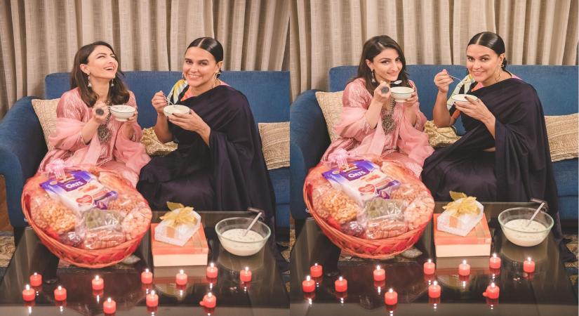 Bollywood besties Neha Dhupia and Soha Ali Khan are in the mood to treat their sweet tooth when they get together ahead of Diwali for a festive feast.