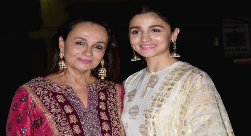 Mumbai:Actress Soni Razdan with her daughter and actress Alia Bhatt at the screening of her upcoming film "No Fathers in Kashmir" in Mumbai, on April 3, 2019. (Photo: IANS)