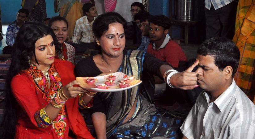 Kolkata: Transgenders celebrate Bhai Dooj with differently-able people on the eve of the festival in Kolkata. (Photo: Kuntal Chakrabarty/IANS)