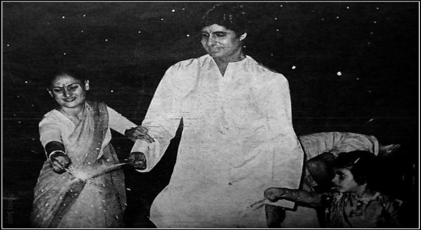 Bollywood veteran Megastar Amitabh Bachchan has posted two throwback Diwali photographs of himself on social media, and the fans are simply loving it. In the first photograph, Big B is seen with daughter Shweta as a little girl, where she is burning a sparkler. In the other, a black-and-white image, wife Jaya burns a sparkler even as he lookson.